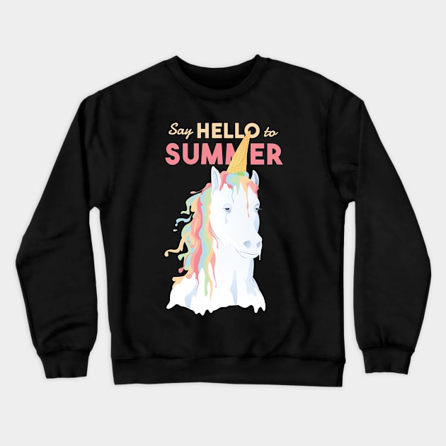 Hello Summer Unicorn Cream Crewneck Sweatshirt by LR_Collections